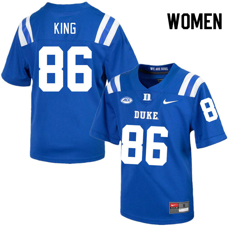 Women #86 Charlie King Duke Blue Devils College Football Jerseys Stitched-Royal